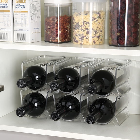 KHBUAB Set of 2 Stackable Wine Bottle Racks Organizer for Dining Table and Refrigerator Storage