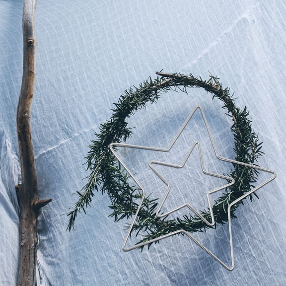 KHBUAB 4Pcs Iron Dream Catcher Frame Silver Star Shape for Christmas Decoration 7.87Inch