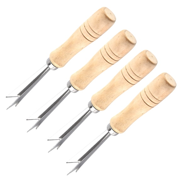 KHBUAB Fruit Scooper Pineapple Peeler Beige Wood 4pcs