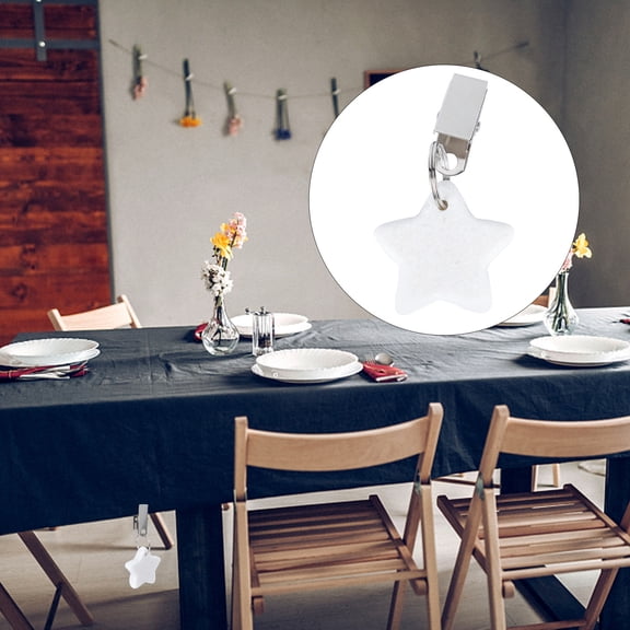 KHBUAB 4Pcs White Tablecloth Weights with Metal Clips Decorative Stone Pendants for Outdoor and Picnic Use