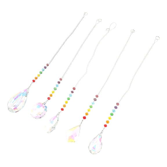 KHBUAB 5Pcs Crystal Prisms Pendant DIY Hanging Ornament Window Adornment Decorative Home Decor