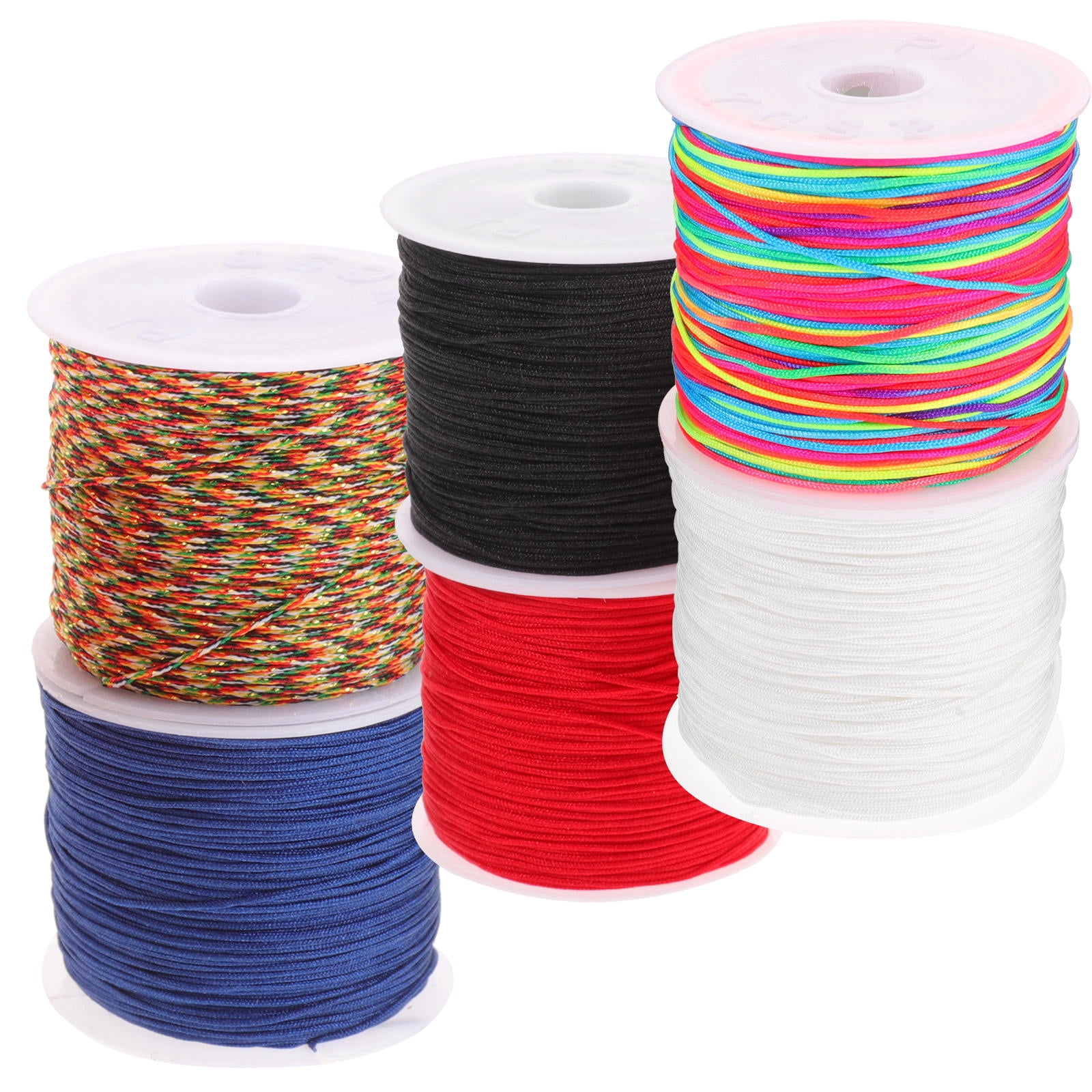 Custom Rope Cords KHBUAB 6 Rolls Navy Blue Red White Black Braided Rope Cord for Handmade ...