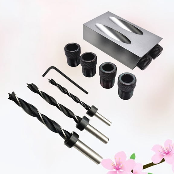 KHBUAB Drilling Guide Oblique Hole Drill Tool Set 15 Degree Inclined Fixture 6.8 x 3.8 x 1.8 in 34Pcs Grey