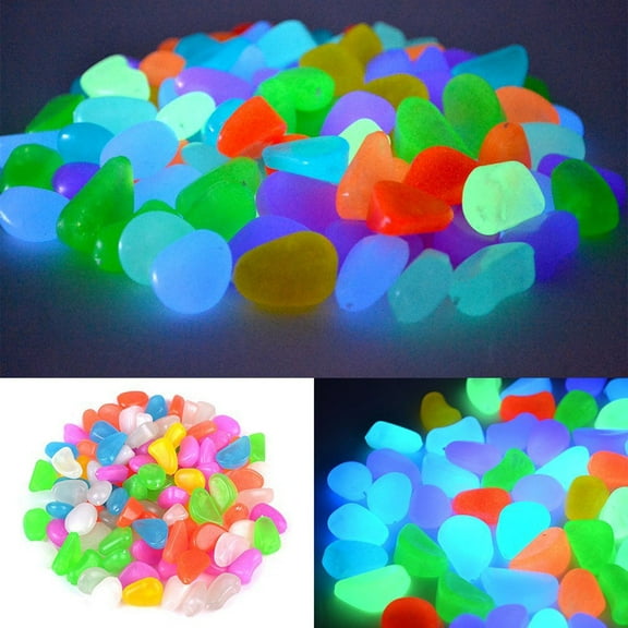 KHBUAB Glowing Pebble Stones for Fish Tank 100Pcs Assorted Color Aquarium Decorative Rocks 1.2 * 0.8 * 0.4 In