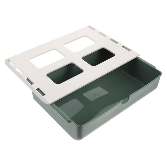 KHBUAB 1Pc Under Desk Adhesive Storage Holder Punch Free Plastic Drawer Box Green