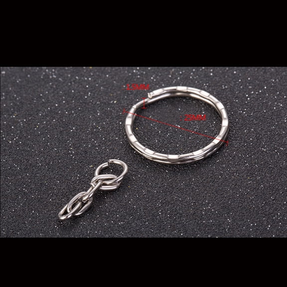 KHBUAB 50Pcs Metal Keychain Rings with Strong Stainless Steel Four Flat Chain