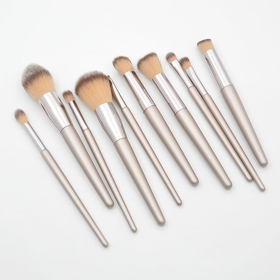 KHBUAB Makeup Brushes Set 10Pcs Silver for Liquid and Powder Makeup