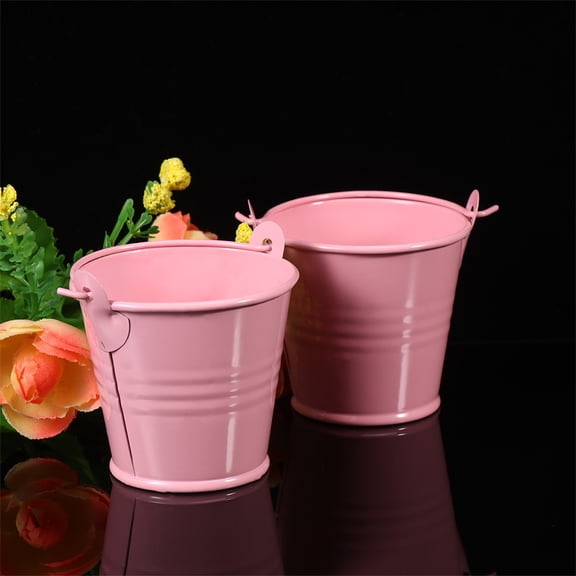 KHBUAB Premium Pink Metal Flower Pot 4Pcs for Home Decor and Storage