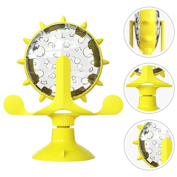 KHBUAB Windmill Food Leakage Toy 1Pack for Cats 13.8X16.3Cm in Yellow Tpr Abs