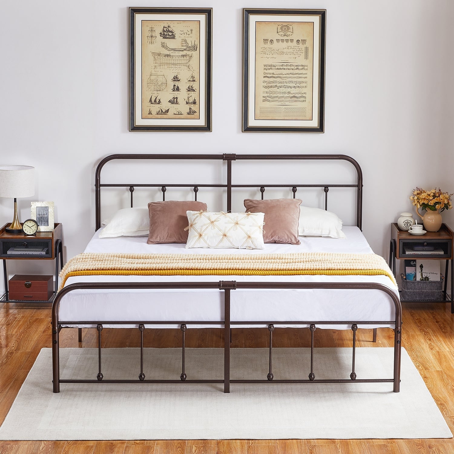 KHD Javlergo Modern Platform Bed Frame Twin/Full/Queen/King Size Metal