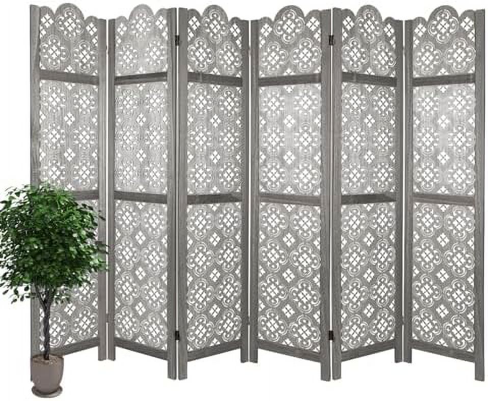 KHHOOMLIFE Carved Room Dividers 4 Panel Room Divider with Carved
