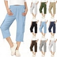 thumbnail image 1 of KHJSJOK Kids 5-16 Years Capris Solid Linen Like Elastic Waist Straight Trousers, 1 of 5