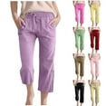 thumbnail image 1 of KHJSJOK Kids Girls Boys Summer Solid Capris Pants Linen Loose Style, 1 of 5