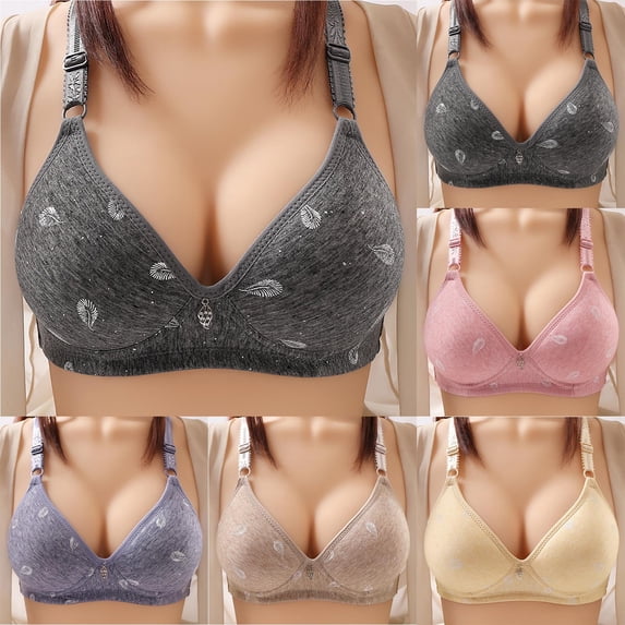 KHJSJOK Womens Everyday Bras Plus Size Solid Wireless Soft Lift Full Figure Thin Cup Bras