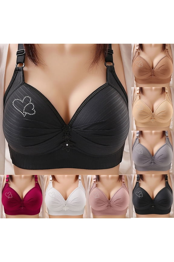 Womens Everyday Bras Solid BC Cup Wireless Push Up Breathable Bras
