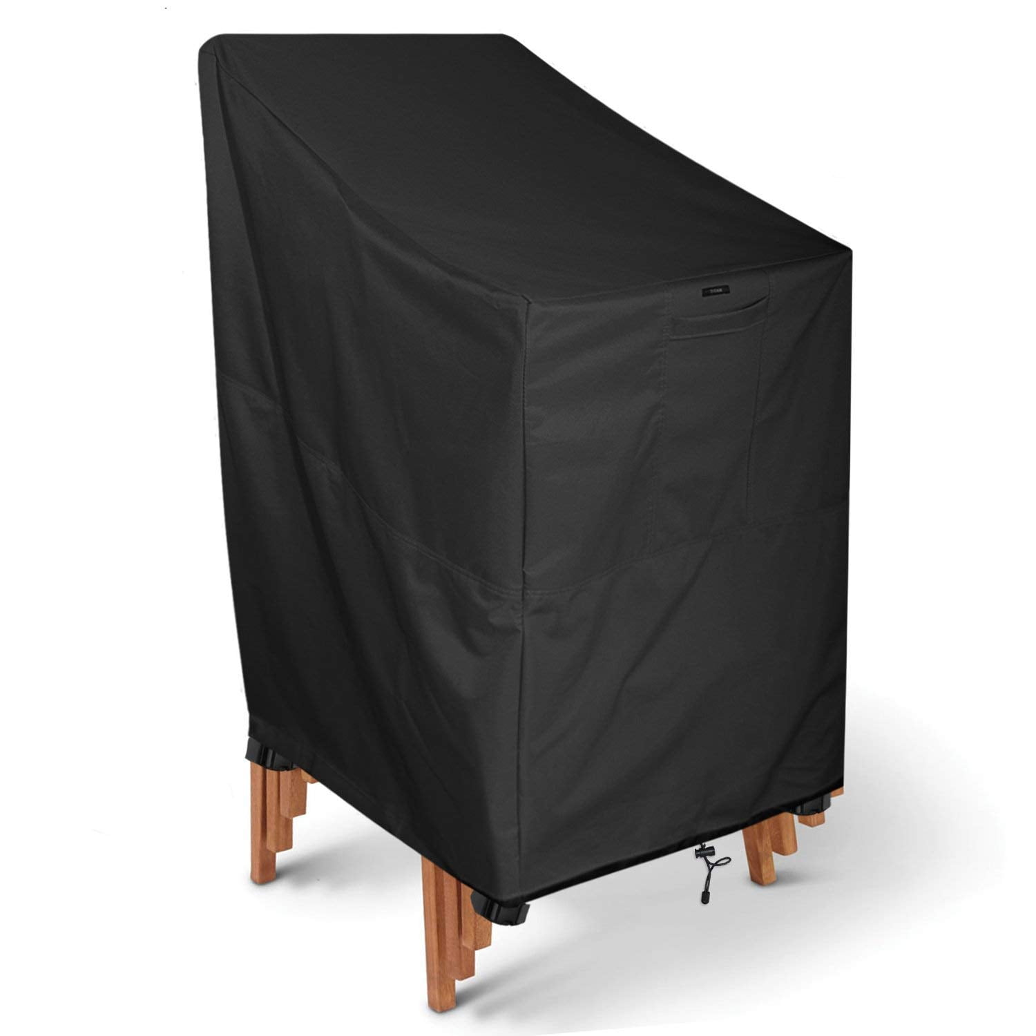 Black Heavy Duty Outdoor Stackable Chair Cover with Buckle Closure