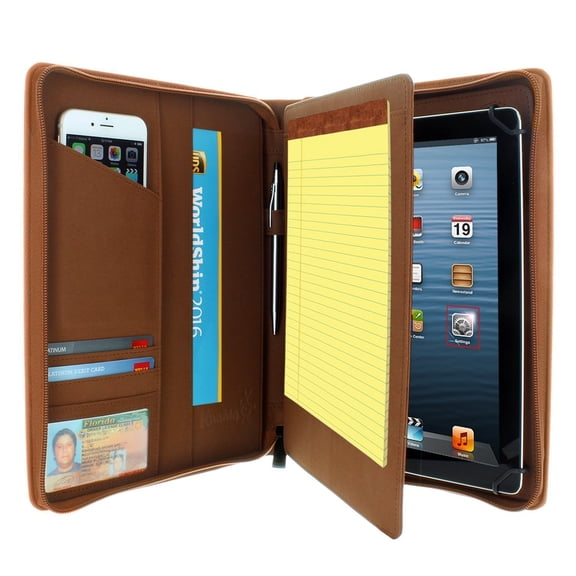 KHOMO Universal Tablet Pad Folio Zippered Case fits Tablets 8.5" up to 11" Inches - Brown