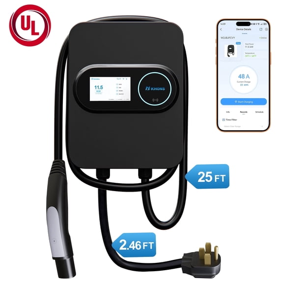 H KHONS EV Charger Level 2 NEMA 14-50, 48 Amp 240V Electric Vehicle Charging Station (NACS) , All Tesla Model 3/y/s/x