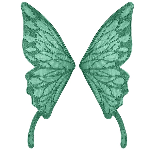 KHONTS 1 Pair Fairy Wings DIY Garment Dress Supplies Sew on Patches Butterfly Lace Appliques Embroidery Collar Neckline Trims Embellishments Green One Size