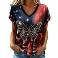 thumbnail image 1 of KHONTS 250th Anniversary USA Shirt for Women 250 America V-Neck T Shirt Short Sleeve Celebration Patriotic Flag Printed 1776-2026 Tees 04-Black S, 1 of 4