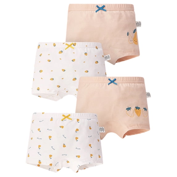 KHONTS 4 Pack Toddler Girls Boxer Briefs Soft Cute Breathable Underwear,Size 3T-14T Yellow 160
