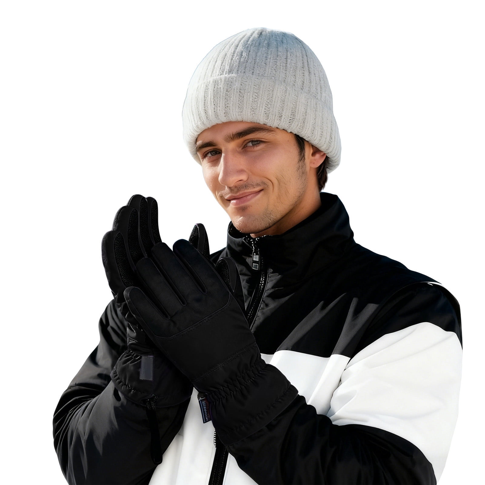 KHONTS Adult Ski Snow Gloves Touchscreen Snowboard Glove Winter Warm Glove for Cold Weather Black M