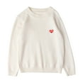 thumbnail image 1 of KHONTS Baby Girls Sweater Crew Neck Pullover Knit Solid Long Sleeve Fall Winter Clothes,Sizes 3-13 Years White 110, 1 of 3