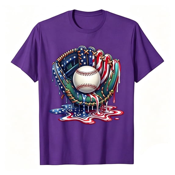 KHONTS Baseball Design Sprinkles Baseball Player T-Shirt Summer Short Sleeve Tops,Size 2-13 Years Purple 110