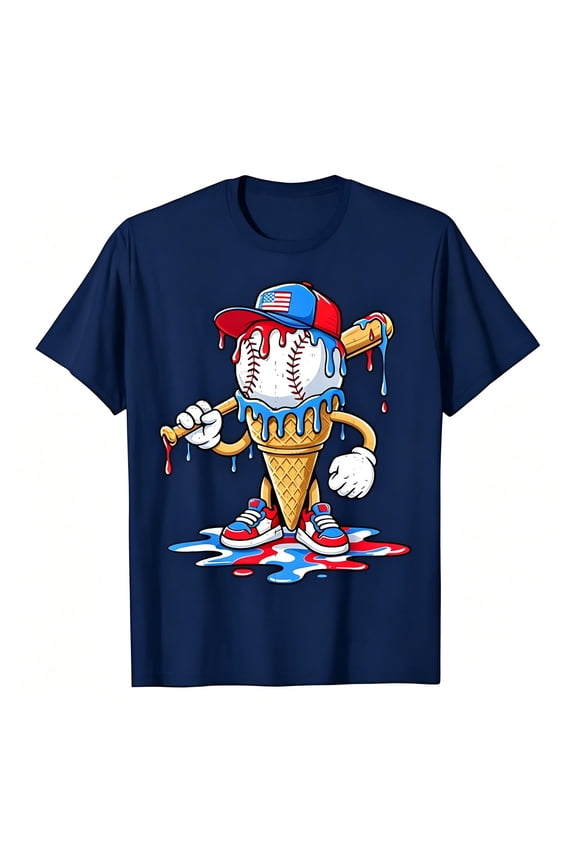 Baseball Printed T Shirts for Boys Girls Kids Tees Short Sleeve Summer Tops,Size 2-13 Years Navy 110
