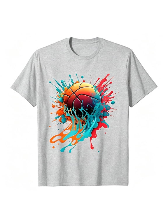 Basketball Ice for Boys Girls Youth T-Shirt,Size 2-13 Years Light Gray 160