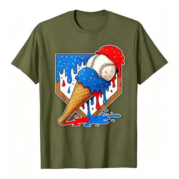KHONTS Boys Baseball Baseball Boys Youth T-Shirt Crew Neck Summer Short Sleeve Basic Tops,Size 2-13 Years Army Green 110