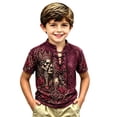 thumbnail image 1 of KHONTS Boys Viking Lace up V-Neck T Shirts Short Sleeve 3D Printed Tees,Size 2-13 Years 06-Red 150, 1 of 5