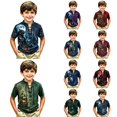 thumbnail image 1 of KHONTS Boys Viking Lace up V-Neck T Shirts Short Sleeve 3D Printed Tees,Size 2-13 Years 10-Blue 160, 1 of 5