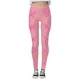 thumbnail image 1 of KHONTS Cancer Awareness Leggings for Women Ribbon Leggings High Waisted Yoga Pants Stretchy Athletic Tights J-Pink M, 1 of 5