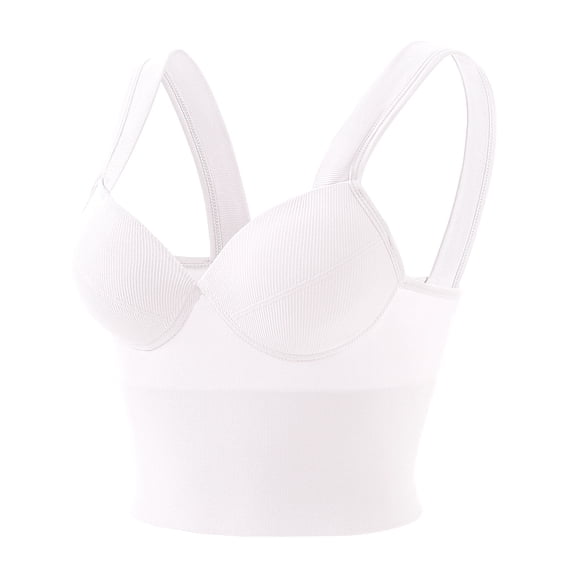 KHONTS Camisole for Women Supportive Underwire Bras for Yoga Gym Everyday Wear Tops White One Size