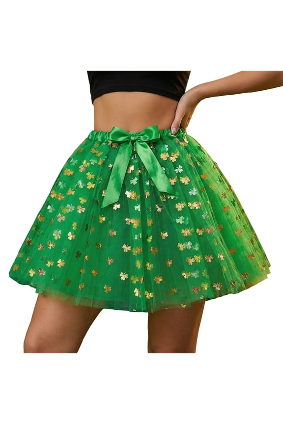 Carnival Tutu Dance Skirt Rave 20s Ballet Skirts Dress Tutus for Women Green One Size