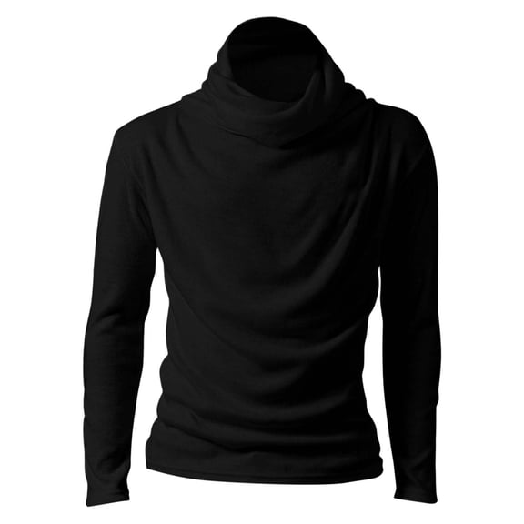 KHONTS Casual Turtleneck Sweaters for Men Thermal Long Sleeve Pullover Undershirts Vintage Cowl Neck Jumper Black XXXL