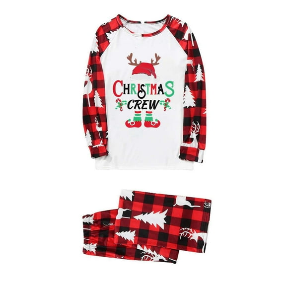 KHONTS Chrismas Family Matching Pajamas Sets Cozy 2 Piece Graphic Print Loungwear with Long Sleeve T Shirts and Long Pants Kids 9T