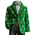 thumbnail image 1 of KHONTS Christmas Blazer for Men Vintage Corduroy Jacket Funny Xmas Graphic Button Holiday Party Jackets Work Blazers 10-Green S, 1 of 3