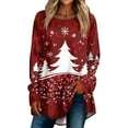 thumbnail image 1 of KHONTS Christmas Long T Shirts for Women Long Sleeve Crewneck Xmas Graphic Oversized Tees Fashion Loose Pullover Tops 17-Red XL, 1 of 5