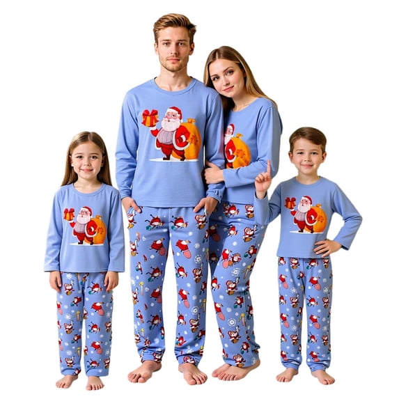 KHONTS Christmas Matching Family Pajamas Long Sleeve Top and Pants Festive Xmas Outfit Cozy Sleepwear with Pets Baby 18M