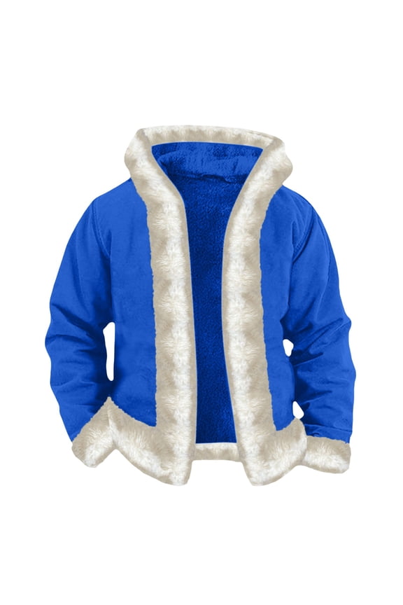 Christmas Santa for Men Furry Xmas Oversized Lined Outfits Blue L
