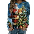 thumbnail image 1 of KHONTS Christmas Sweatshirt for Women Funny Long Sleeve Shirts Xmas Tree Snowman Reindeer Pullover Lightweight Tops Mint Green XL, 1 of 4