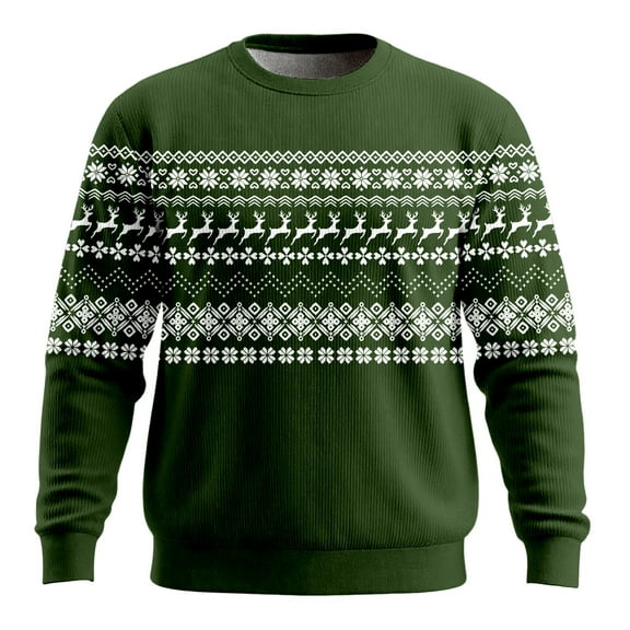 KHONTS Christmas Sweatshirts for Men Classic Funny Christmas Pullovers Tops Baggy Holiday Novelty Xmas Clothes Dark Green XXXL