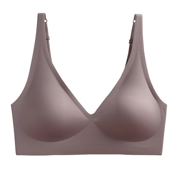 KHONTS Comfy Jelly Lift Wireless Bras for Women Deep V Comfortable Push up Seamless Bra Removable Padded Plunge Bralettes Purple S