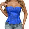 thumbnail image 1 of KHONTS,Corset Top for Women Textured Sheer Floral Lace Bustier Cincher Lace-Up Corset Halloween Overbust Tops Blue L, 1 of 4