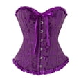 thumbnail image 1 of KHONTS Corset Tops for Women Bustier Shapewear Lace Waist Push up Bodysuits Purple XS, 1 of 2