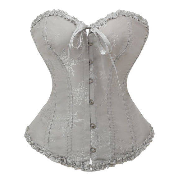 KHONTS Corset Tops for Women Bustier Shapewear Waist Push up Bodysuit Grey S