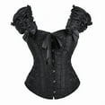 thumbnail image 1 of KHONTS,Corset Tops for Women Gothic Puff Sleeve Tank Tops Floral Vintage Lace up Bustier Renaissance Waist Cincher Black XXXXL, 1 of 2