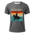 thumbnail image 1 of KHONTS Cowboy Shirts for Boys Western Style Denim Graphic Crew Neck T-Shirt,Size 2-13 Years Dark Gray 150, 1 of 4